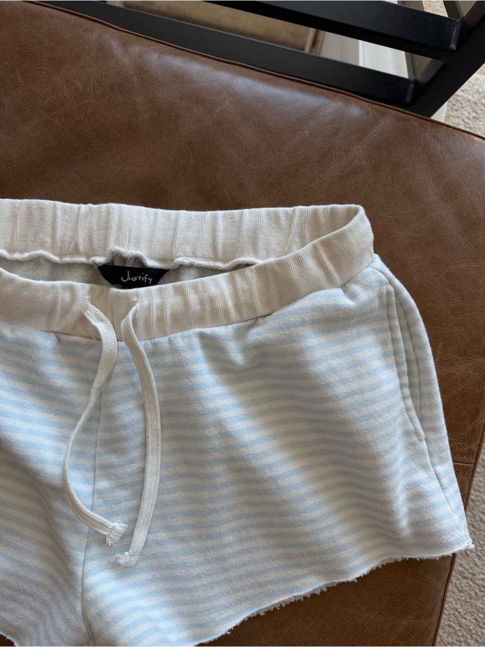 justify y2k brand striped sweat shorts